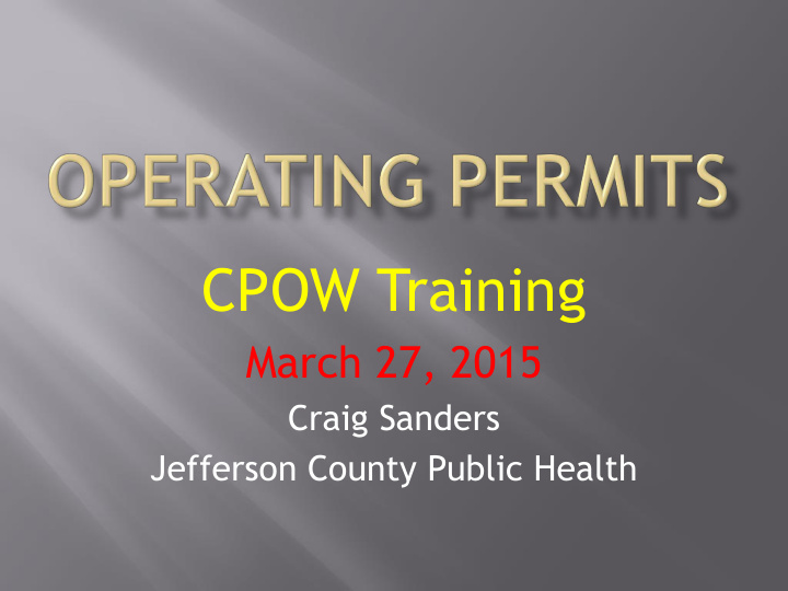 cpow training