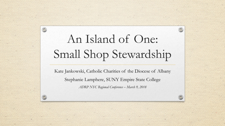 an island of one small shop stewardship