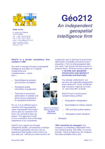 Go212  An independent  geospatial  Sige social  3, square de Chtillon  intelligence firm  75