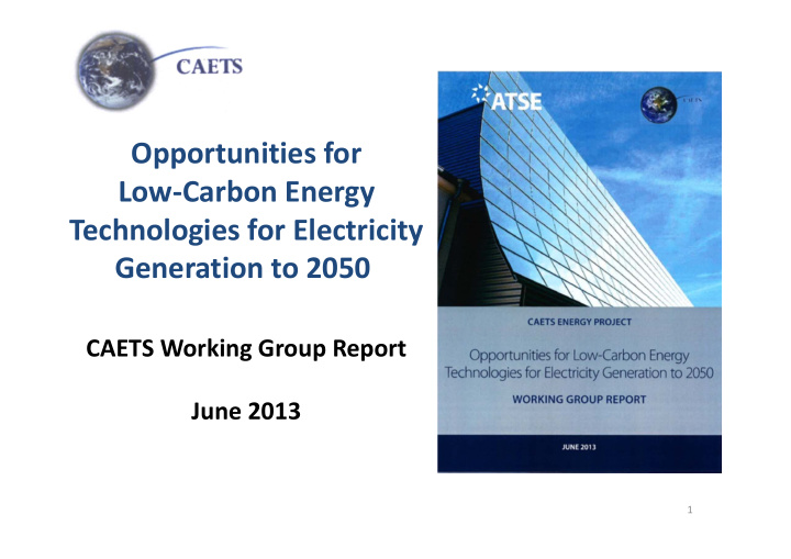 opportunities for low carbon energy technologies for