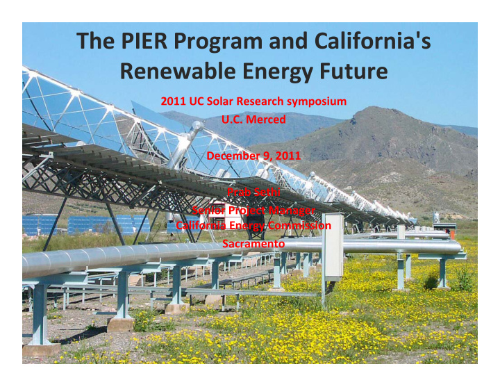 the pier program and california s renewable energy future