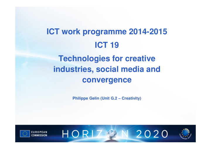 ict work programme 2014 2015 ict 19 technologies for