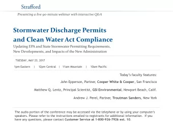Stormwater Discharge Permits  and Clean Water Act Compliance  Updating EPA and State Stormwater