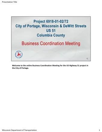 Business Coordination Meeting  Welcome to the online Business Coordination Meeting for the US