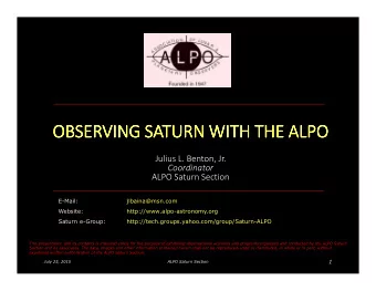 OBSERVING SATURN WITH THE ALPO  OBSERVING SATURN WITH THE ALPO  OBSERVING SATURN WITH THE ALPO