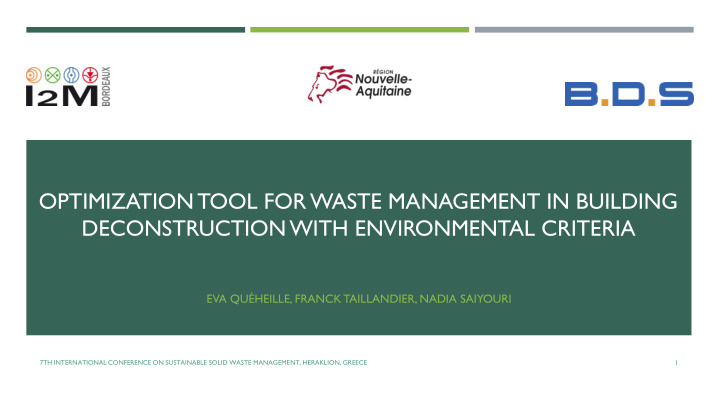 optimization tool for waste management in building