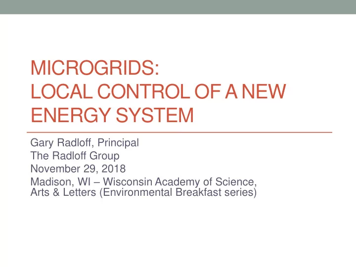microgrids local control of a new energy system