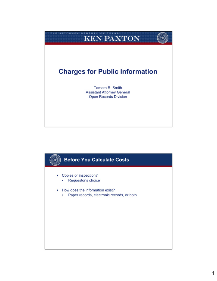 charges for public information