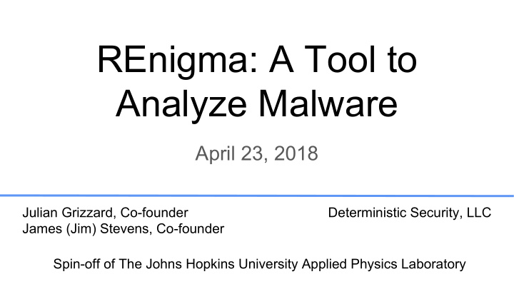 renigma a tool to analyze malware