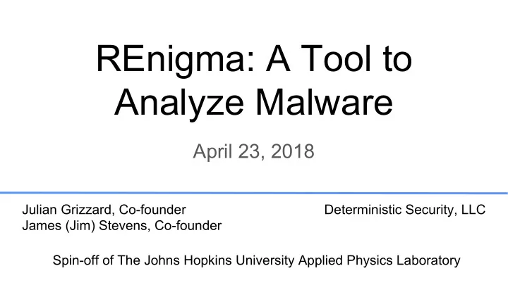 renigma a tool to analyze malware