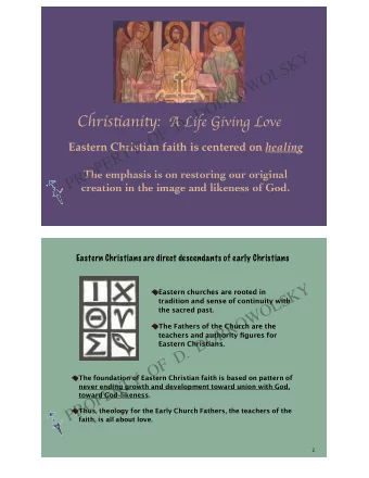 Y  K  S  L  O  W  O  R  B  O  D Chris tj ani tz : A Life Giving Love  .  D  F  O  Y Eastern