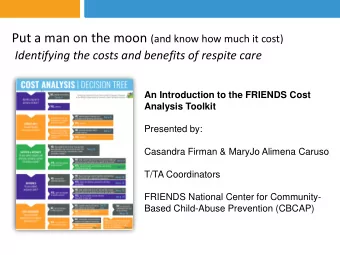 Goals  Orientation to  Demonstration &amp;  Introduction to  new FRIENDS  Application of the  cost