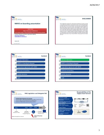 26/06/2017  DISCLAIMER  NMVO on-boarding presentation  Please check  https://www.emvo-medicines.eu/