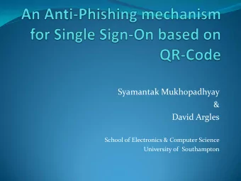 David Argles  School of Electronics &amp; Computer Science  University of  Southampton