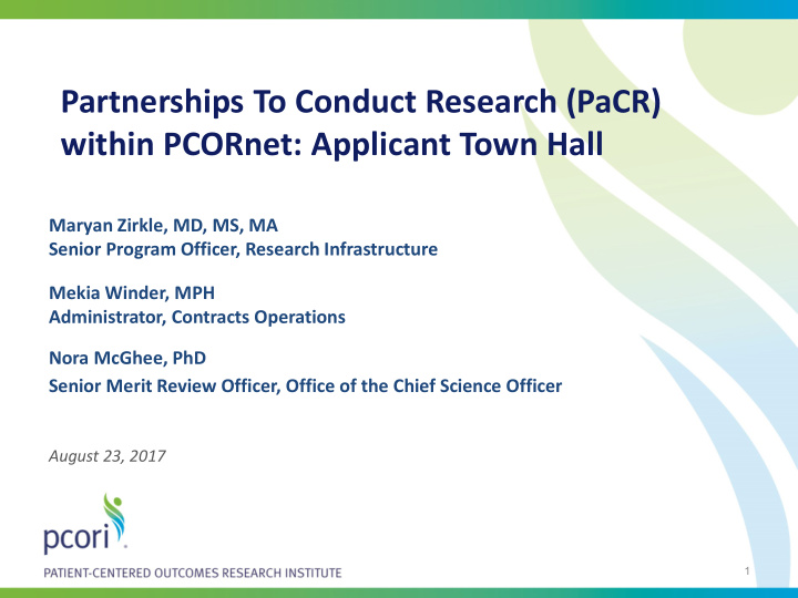 partnerships to conduct research pacr within pcornet