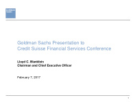 goldman sachs presentation to credit suisse financial