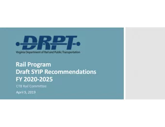 Rail Program Draft SYIP Recommendations FY 2020  2025 CTB Rail Committee April 9, 2019  SYIP