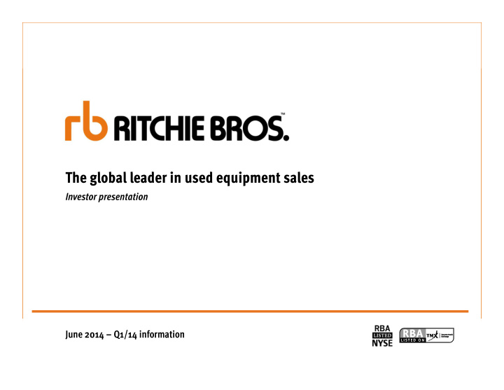 the global leader in used equipment sales