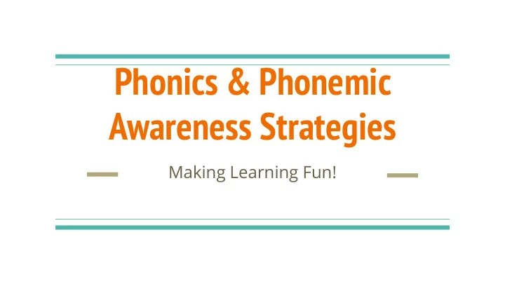phonics phonemic awareness strategies