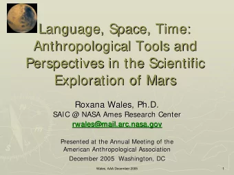 Language, Space, Time:  Language, Space, Time:  Anthropological Tools and  Anthropological Tools