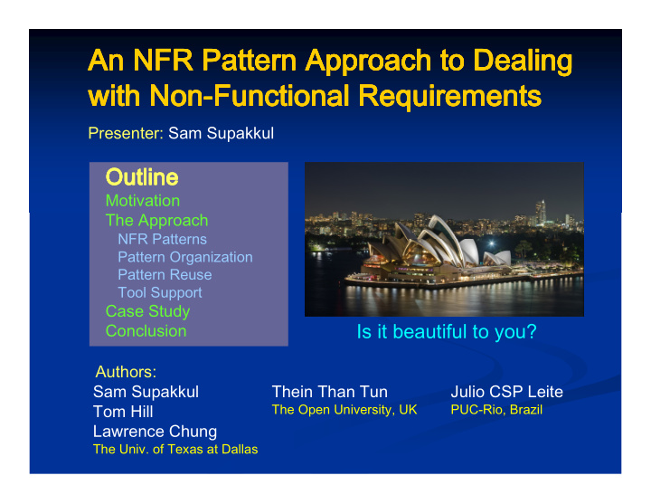 an nfr pattern approach to dealing an nfr pattern