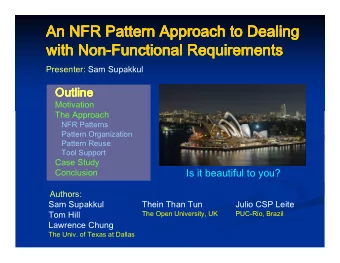 An NFR Pattern Approach to Dealing  An NFR Pattern Approach to Dealing  An NFR Pattern Approach to