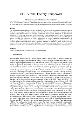 VFF: Virtual Factory Framework Marco Sacco 1 , Paolo Pedrazzoli 2 , Walter Terkaj 1 1 ITIA-CNR,