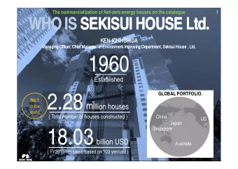 1960  1960  Established  GLOBAL PORTFOLIO. 2.28 m illion houses 2 28  No.1  in the  world  ( Total