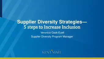 Supplier Diversity Strategies  5 step  eps t  s to  o Incr  ncrease  se I  Incl  nclusi  sion