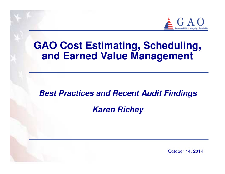 gao cost estimating scheduling and earned value management