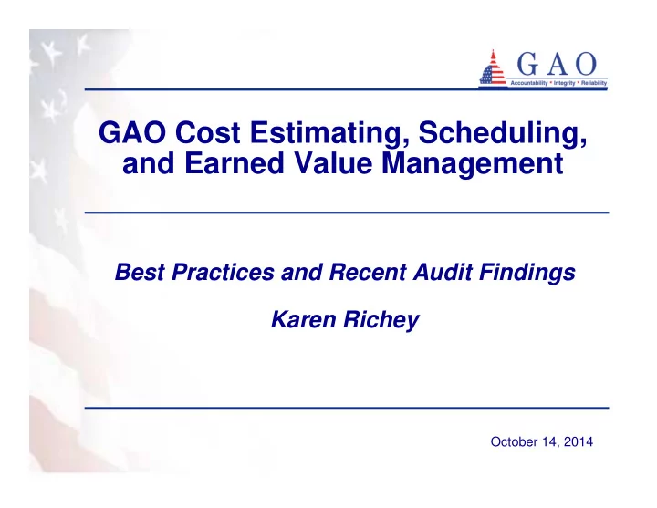 gao cost estimating scheduling and earned value management