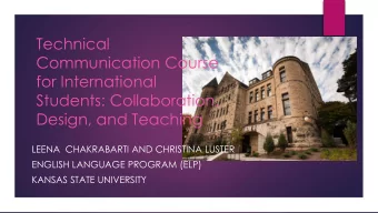 Technical  Communication Course  for International  Students: Collaboration,  Design, and Teaching