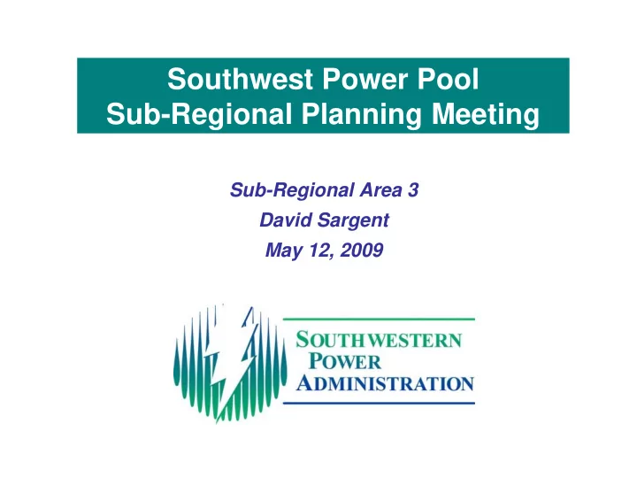 southwest power pool sub regional planning meeting