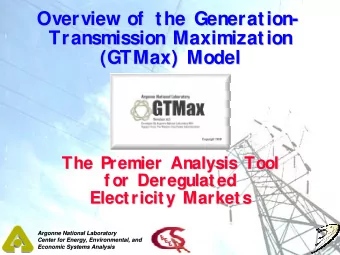 Overview of  the Generation-  -  Overview of  the Generation  Transmission Maximization