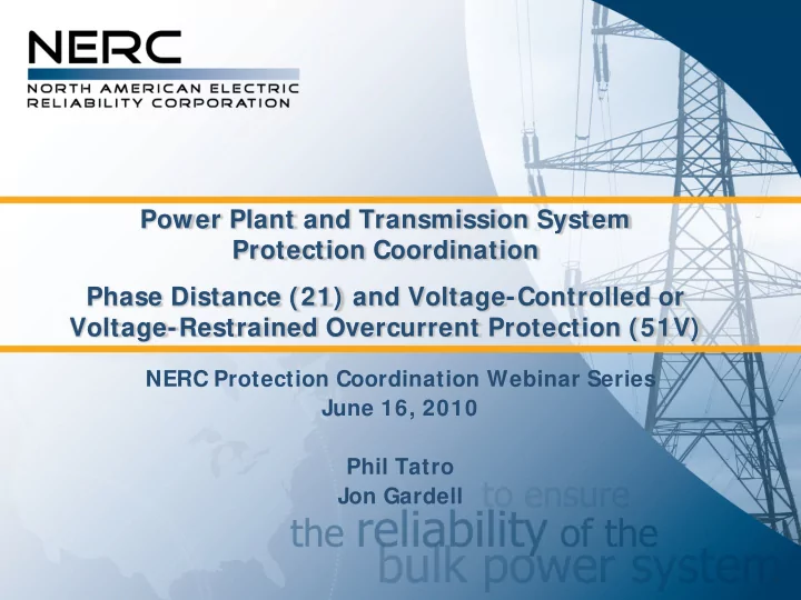 power plant and transmission system protection
