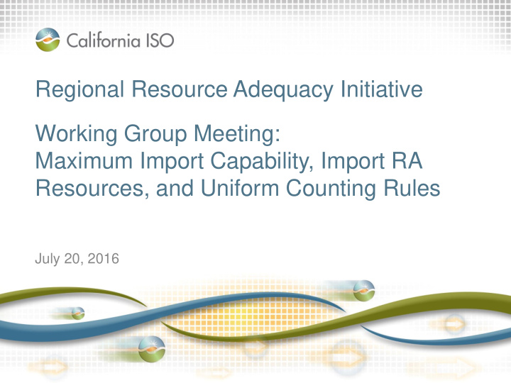 regional resource adequacy initiative