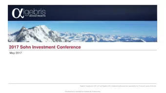 2017 Sohn Investment Conference  May 2017  Algebris Investments (UK) LLP and Algebris (UK) Limited
