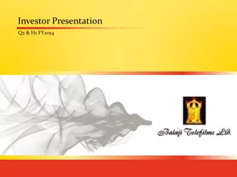 Investor Presentation  Q2 &amp; H1 FY2014  Disclaimer  Certain statements in this document may be