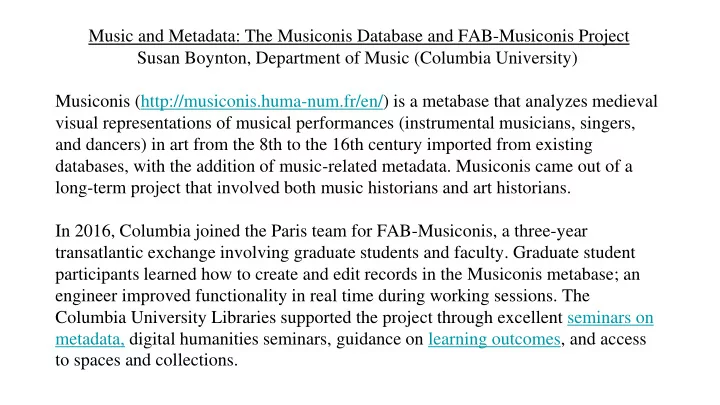 music and metadata the musiconis database and fab