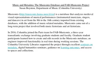 Music and Metadata: The Musiconis Database and FAB-Musiconis Project  Susan Boynton, Department of
