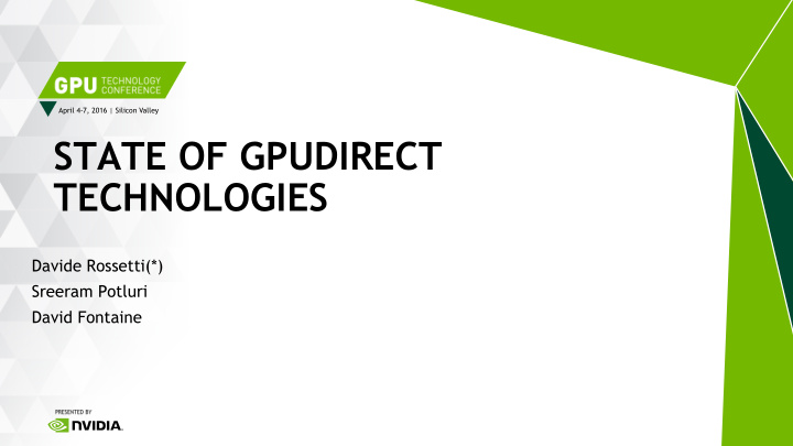 state of gpudirect technologies