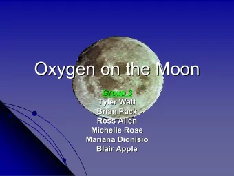 Oxygen on the Moon  Oxygen on the Moon  Group 3  Group 3  Tyler Watt  Tyler Watt  Brian Pack  Brian