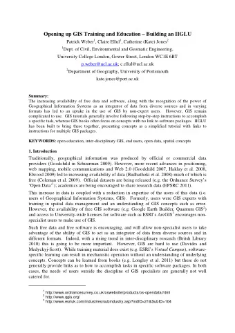 Opening up GIS Training and Education  Building an IIGLU Patrick Weber 1 , Claire Ellul 1 ,