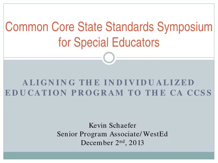 common core state standards symposium for special