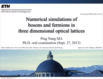 Numerical simulations of  bosons and fermions in  three dimensional optical lattices  Ping Nang MA