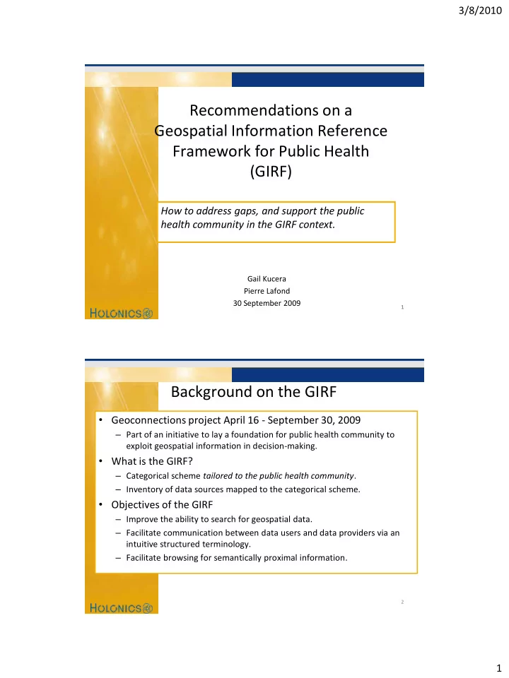 recommendations on a geospatial information reference