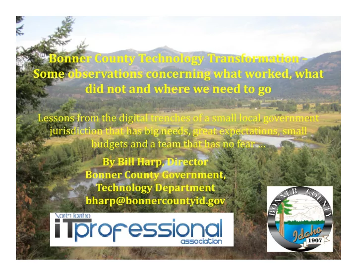 bonner county technology transformation some observations