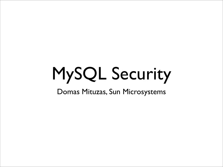 mysql security