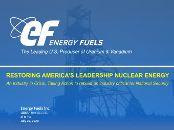 RESTORING AMERICAS LEADERSHIP NUCLEAR ENERGY  An Industry in Crisis, Taking Action to rebuild an