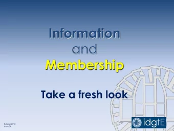 and  Membership  Take a fresh look  October 2012  Issue 04  The engineer plays a crucial role in